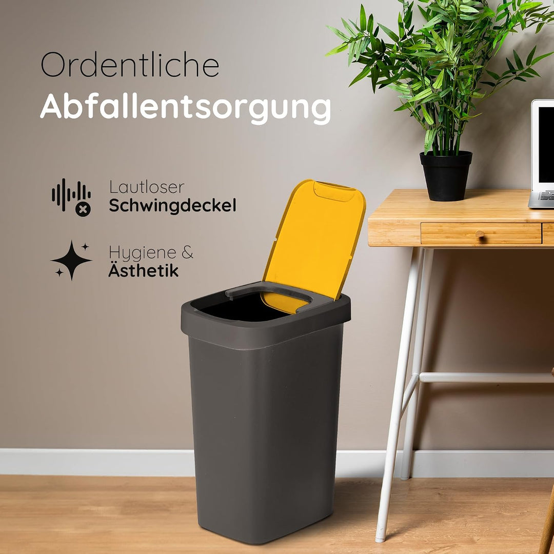 Novaliv Mülltrennsystem 50L 3er Set Mülleimer mit Schwingdeckel, Mülltrennung Küche Abfalltrennung,