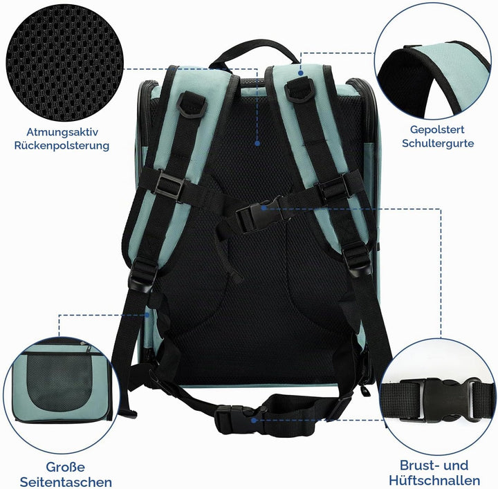 APOLLO WALKER Pet Carrier Rucksack für kleine Katzen und Hunde, Welpen, zweiseitiger Eingang, Sicher