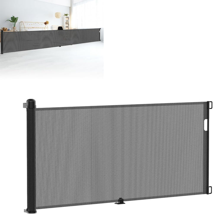 XMTECH Türschutzgitter Ausziehbar Treppenschutzgitter 0-300cm Schwarz Einziehbares Treppenschutzroll