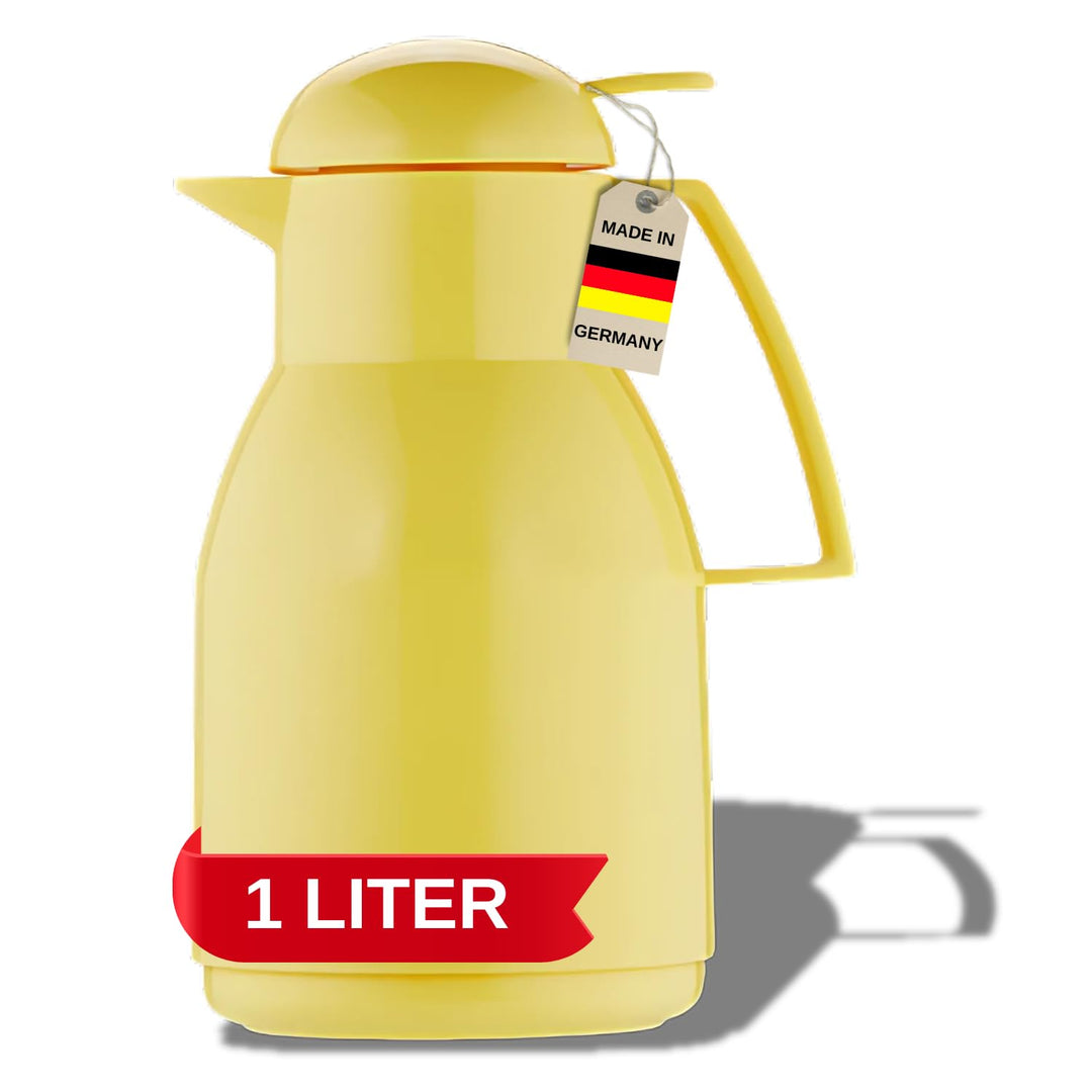 Helios Top Push Kunststoff-Isolierkanne, gelb, 1 Liter