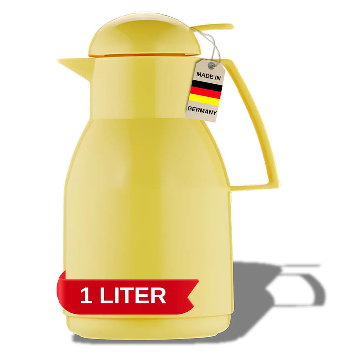 Helios Top Push Kunststoff-Isolierkanne, gelb, 1 Liter