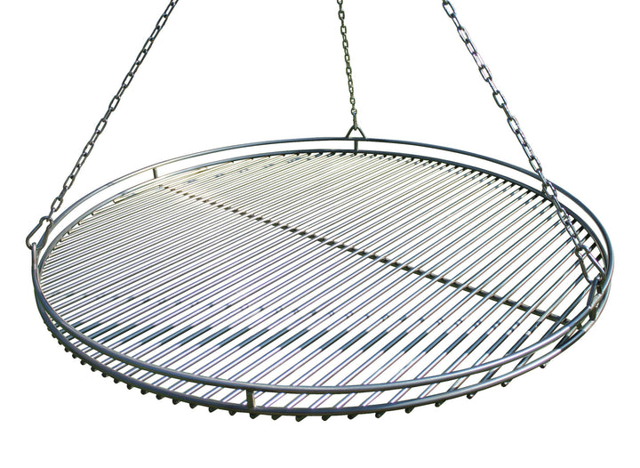 VEIKIN DESIGN Edelstahl Grillrost Ø 60 cm mit Reling und Kettensatz, Grillrost Rund für Schwenkgrill
