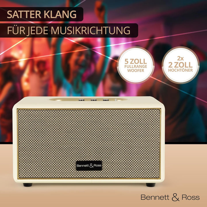 Bennett & Ross BB-860CW Blackmore - Retro Bluetooth Lautsprecher in Lederoptik - Vintage Speaker mit
