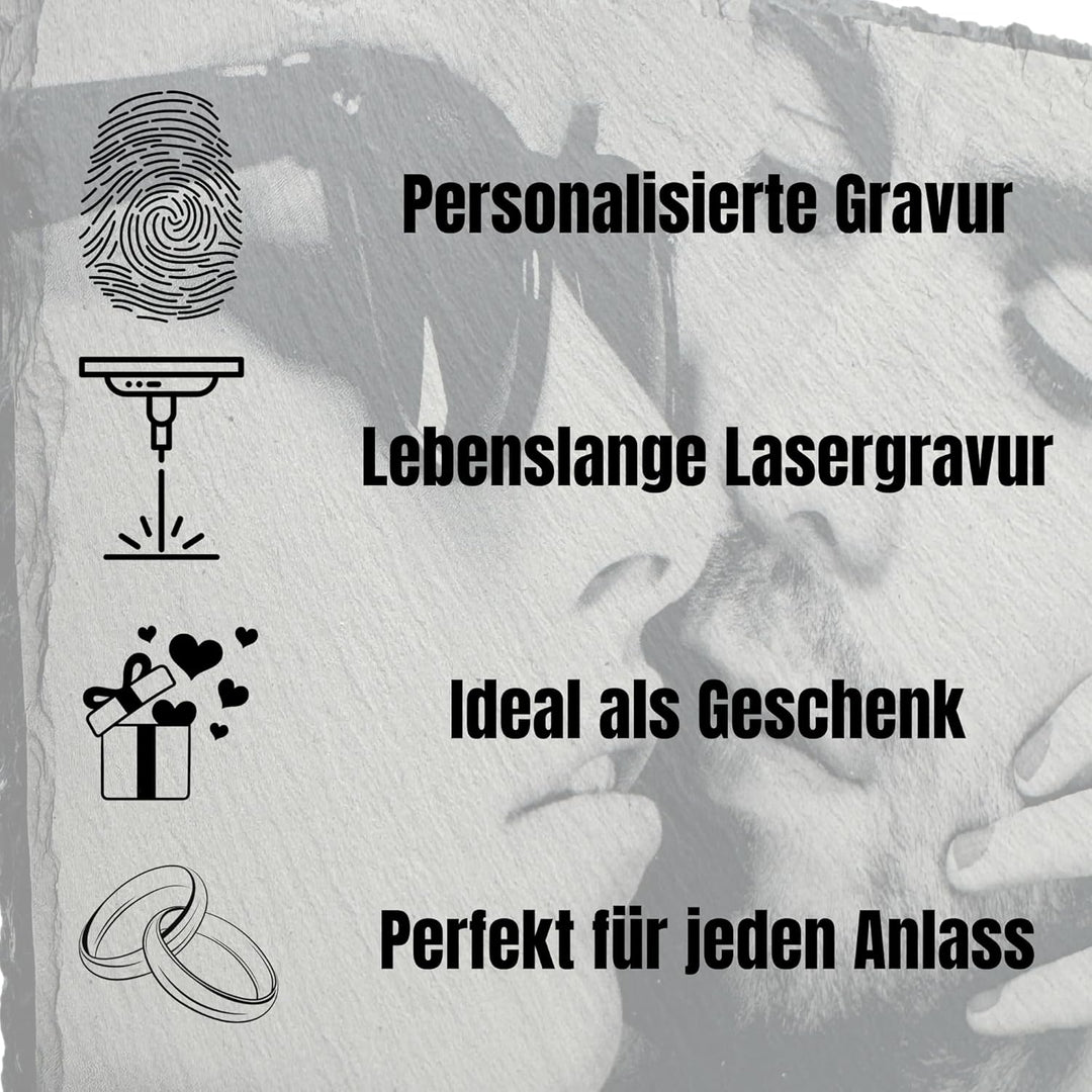 SMARTHAAS Personalisierte Schieferplatte mit Foto - Schiefertafel - Individueller Lasergravur mit Wu