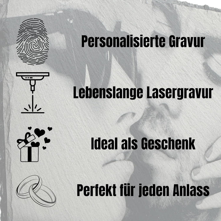 SMARTHAAS Personalisierte Schieferplatte mit Foto - Schiefertafel - Individueller Lasergravur mit Wu