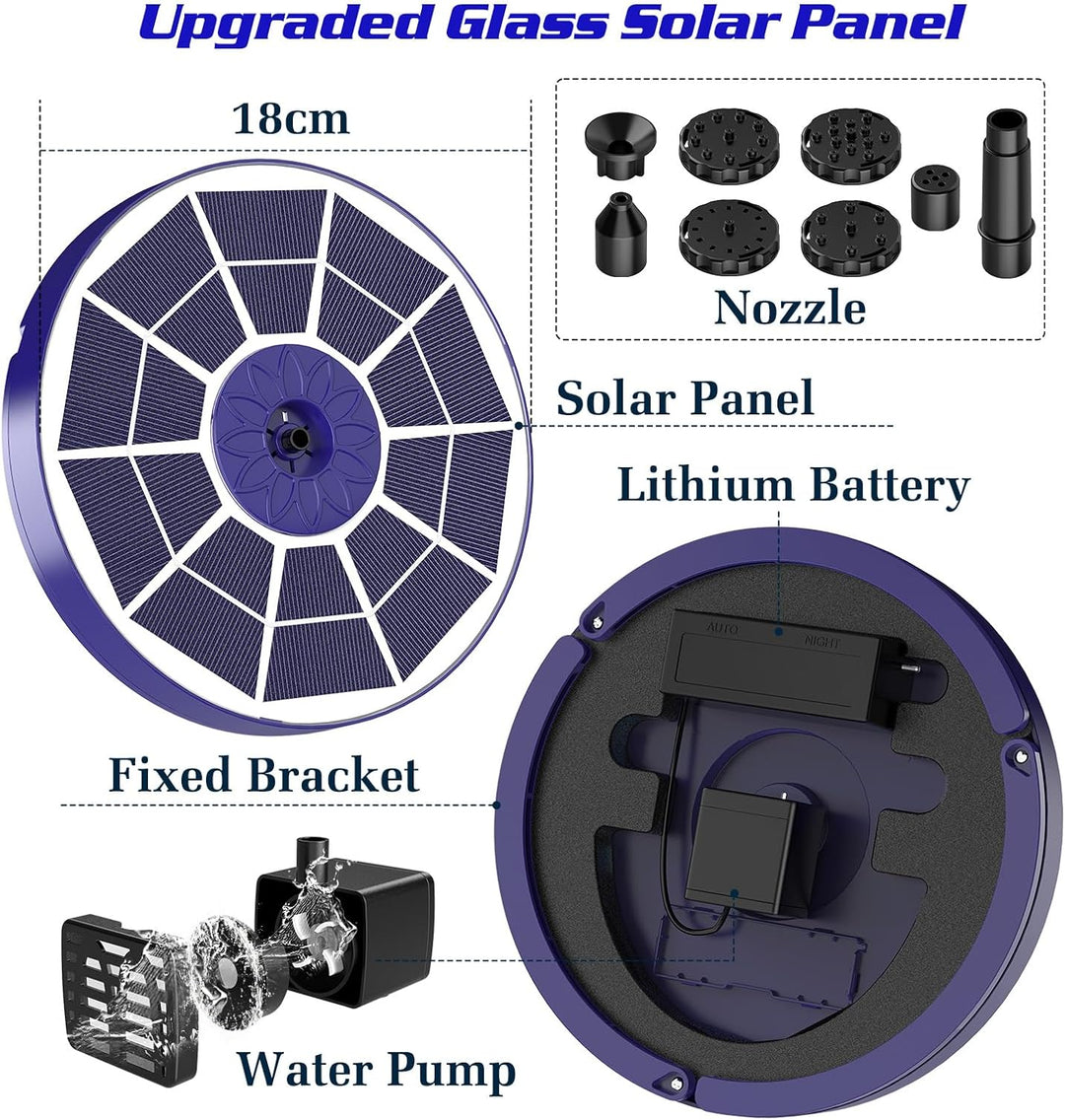 AISITIN Solar Springbrunnen für Aussen Verbessert, 3,5W Solar Schwimmender Fontäne Pumpe mit Verschi