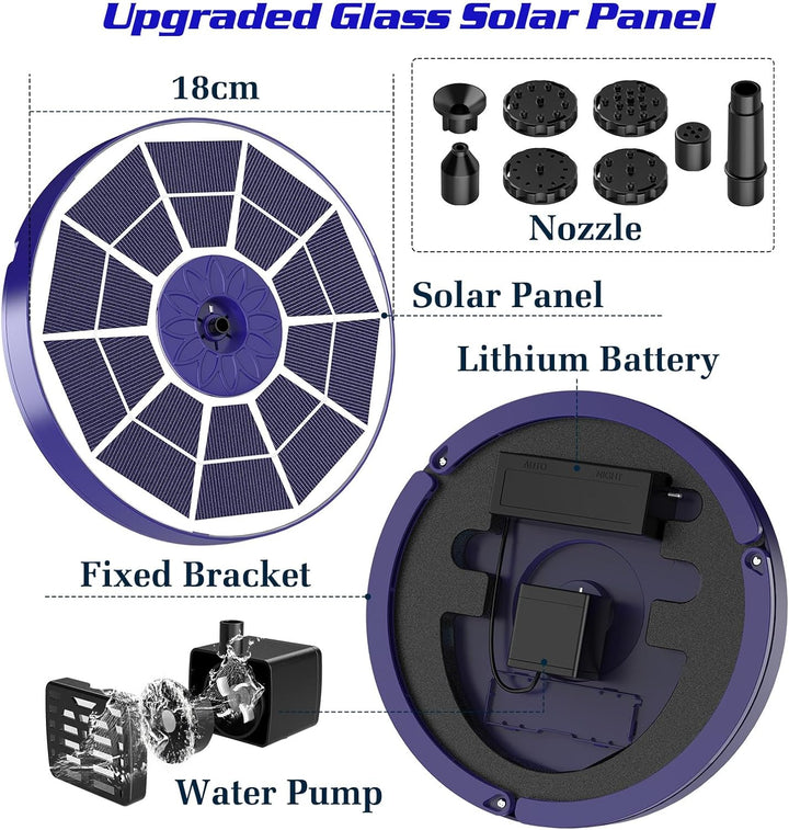 AISITIN Solar Springbrunnen für Aussen Verbessert, 3,5W Solar Schwimmender Fontäne Pumpe mit Verschi