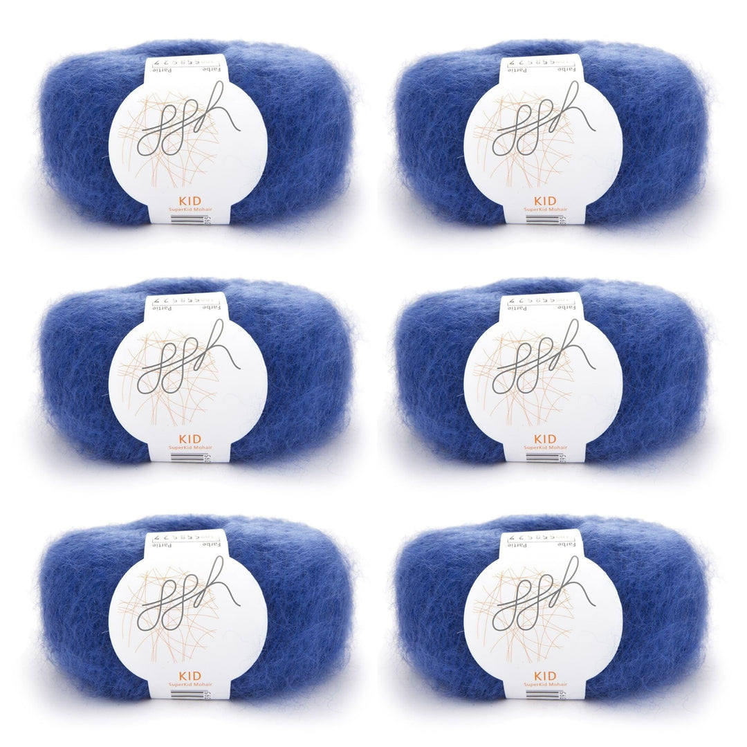 ggh Kid Box - 6 Knäuel Strickwolle aus Kid Mohair - Farbe 108 - Royalblau, 108 - Royalblau