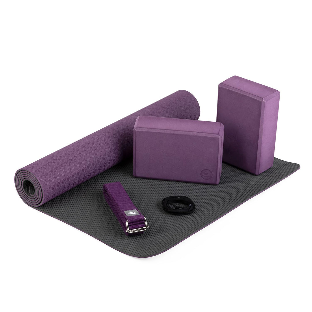 Bodhi Yoga Starter-Set Komplett | Set bestehend aus: 1 Yogamatte aus TPE, 2 Yoga-Bricks aus Eva (Moo