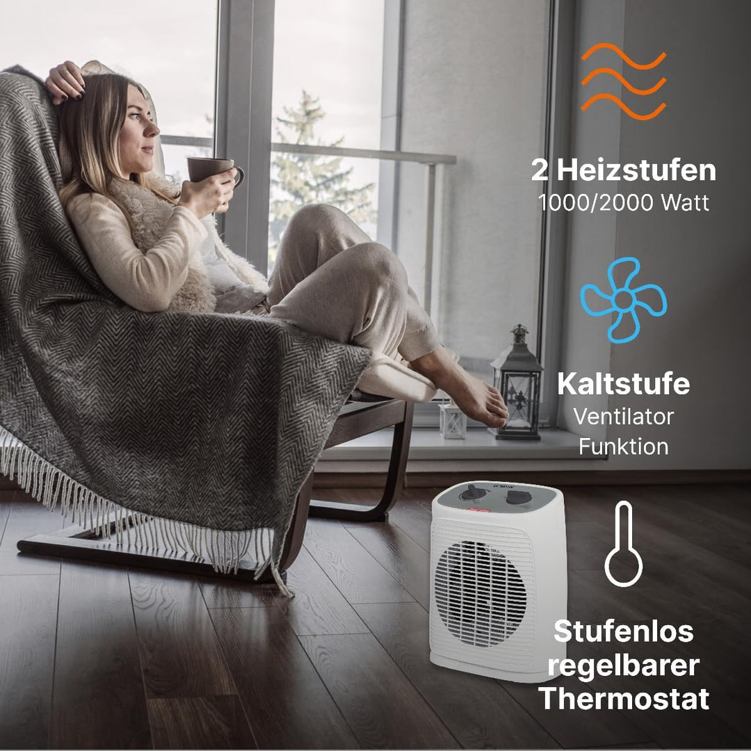 Bomann® Heizlüfter inkl. Ventilatorfunktion | elektrische Heizung mit stufenlosem regelbarem Thermos