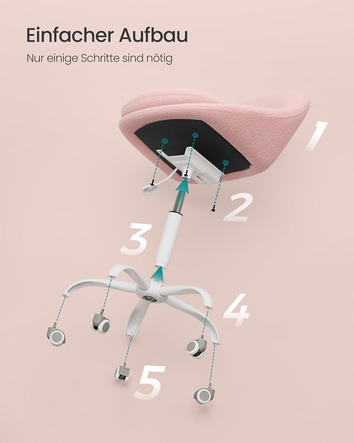 SONGMICS Homeoffice-Stuhl, Schminkstuhl aus Fleece, Schreibtischstuhl, Schaumstoffpolsterung, höhenv