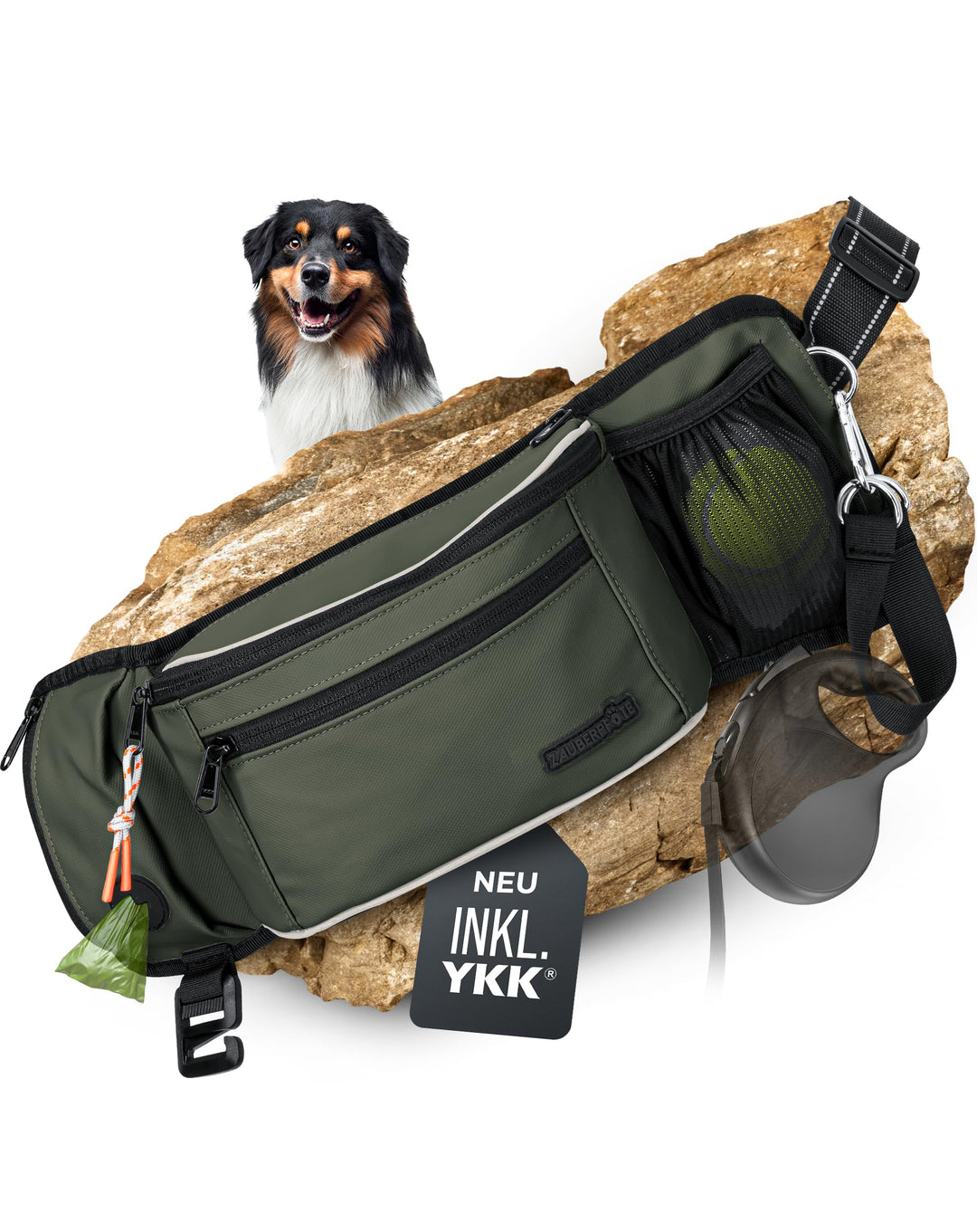 Gassi Tasche 'Atlas' - Premium Leckerlitasche für Hunde - Inkl. YKK® Zipper & Leinenhalterung - Bauc