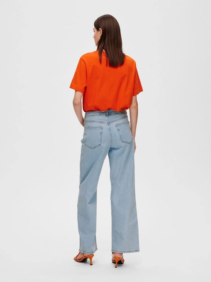 Selected Femme Female High Waist Jeans Hellblaue 29W / 32L Light Blue Denim, 29W / 32L Light Blue De