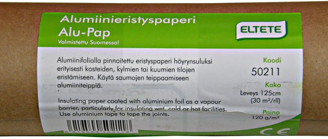 Spezielle robuste Dampfsperre für Saunabau, Aluminiumfolie, Alufolie, Sauna