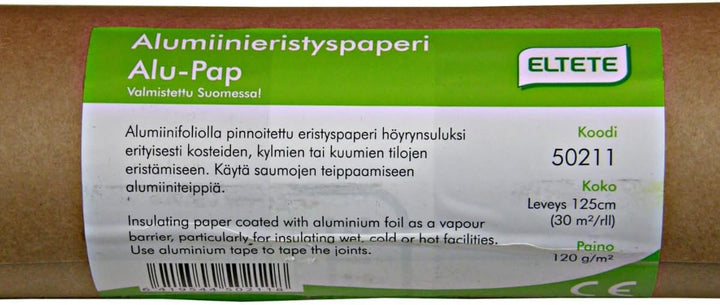 Spezielle robuste Dampfsperre für Saunabau, Aluminiumfolie, Alufolie, Sauna