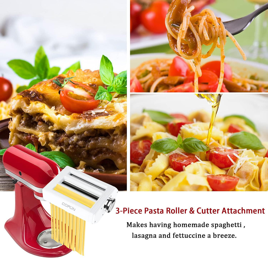 COFUN KitchenAid Nudelaufsatz aus Edelstahl, 3 in 1 Nudelvorsatz für KitchenAid Küchenmaschine, Kitc
