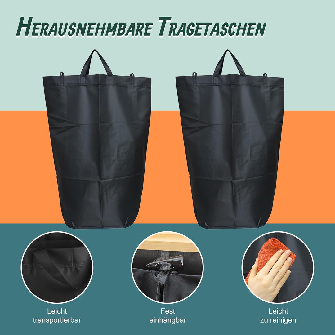 Relaxdays Pfandflaschen Sammelbehälter, 140 L, bis 60 Flaschen, 2 Beutel, Flaschensammler für Glas &