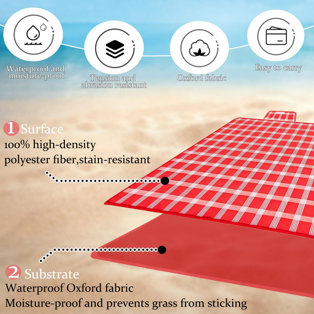 Picknickdecke Wasserdicht, 200x200 cm Piknik decke gross, Strandmatte mit Tragegriff Wasserdicht San