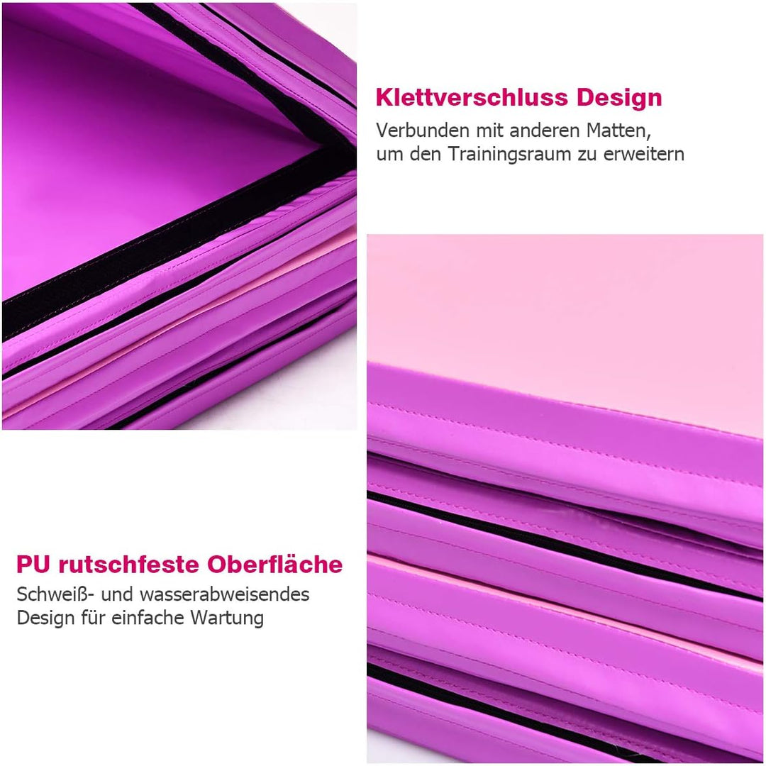 GYMAX Klappbare Gymnastik Fitnessmatte, rutschfeste Turnmatte mit hautfreundlicher Oberfläche, Weich