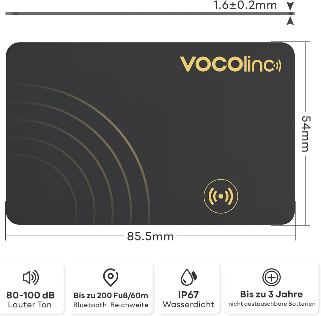VOCOlinc Wallet Tracker Karte Slim 1.6mm, Smart Air Tracker Tag Card Kompatibel mit Apple Wo ist? Ap