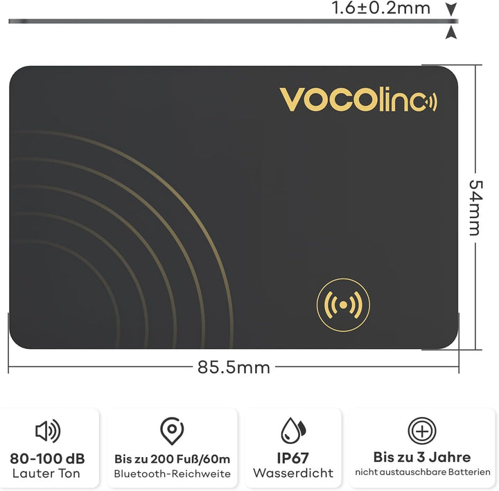 VOCOlinc Wallet Tracker Karte Slim 1.6mm, Smart Air Tracker Tag Card Kompatibel mit Apple Wo ist? Ap
