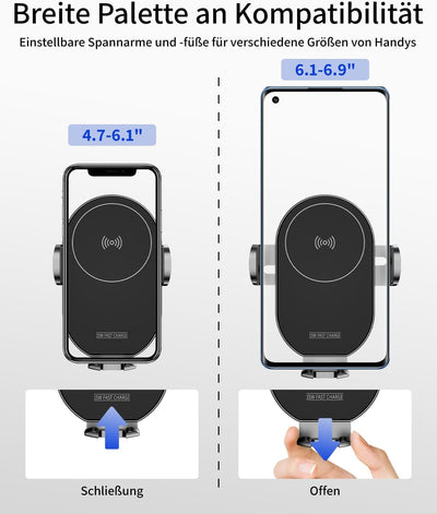 KPON Handyhalterung Auto mit Ladefunktion, Induktive ladestation Auto 15W,Auto Handyhalterung Lüftun