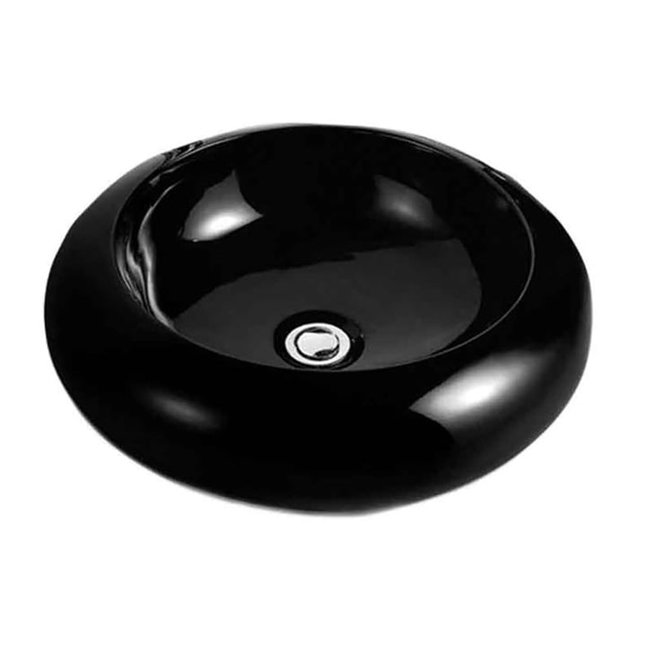 NEG Waschbecken Uno22A (rund) Aufsatz-Waschschale/Waschtisch (schwarz) mit breitem Rand und Nano-Bes
