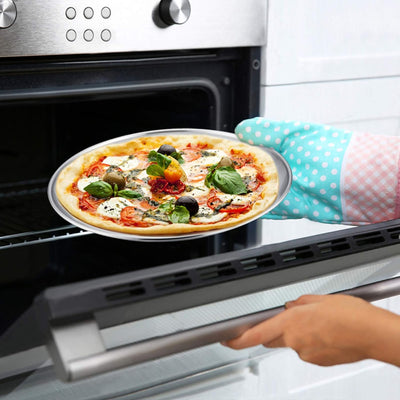 TEAMFAR Pizzablech, Rund Pizzaform Pizzapfannen 4er-Set aus Edelstahl, ∅ 29 cm Pizza Backblech zum B