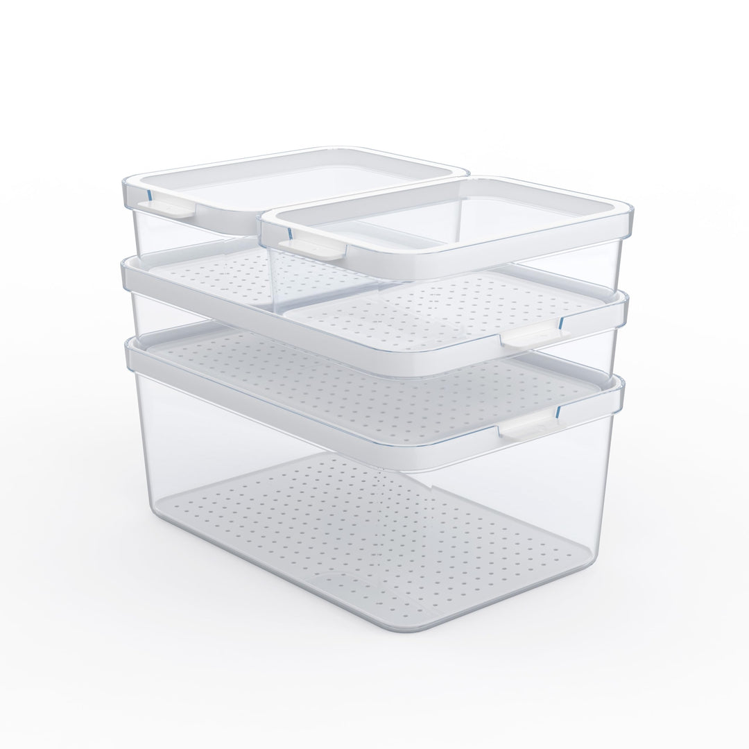 Rotho Cauma 4er-Set Kühlschrank Organizer | 3 Grössen | Vorratsdosen mit Deckel | spülmaschinenfest