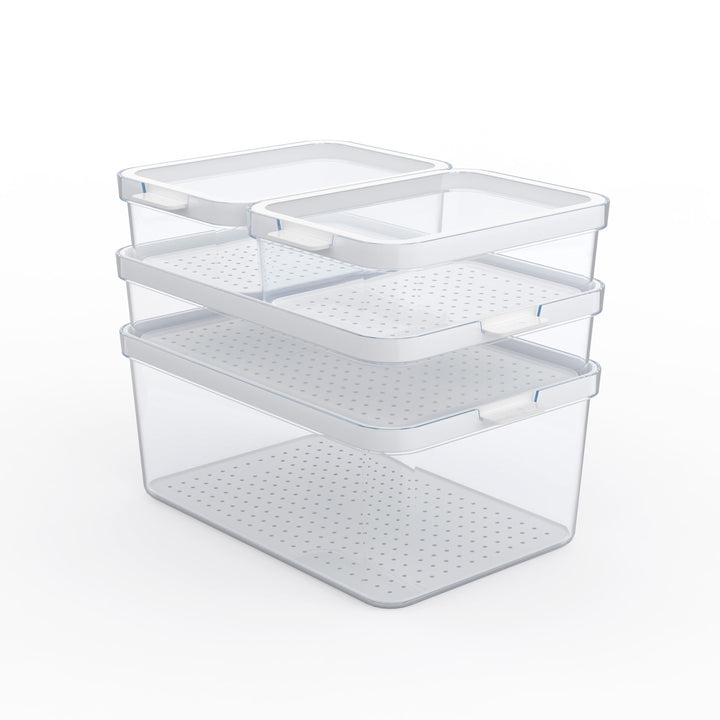 Rotho Cauma 4er-Set Kühlschrank Organizer | 3 Grössen | Vorratsdosen mit Deckel | spülmaschinenfest