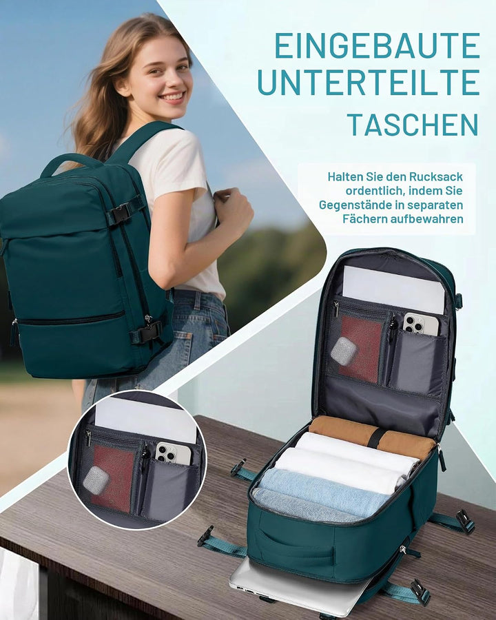 SZLX Grosser Reiserucksack Damen,Vakuum Rucksack mit Pumpe Ryanair Handgepäck 40x30x20 Herren, Wizza