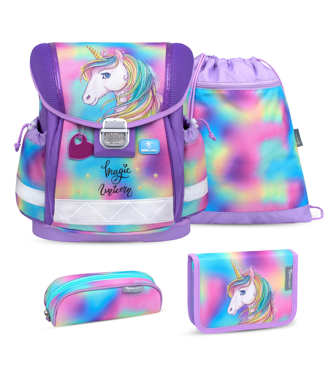 Belmil Classy Schulranzen Set 4 - teilig (403-13/AG/S) Rainbow Color, Rainbow Color