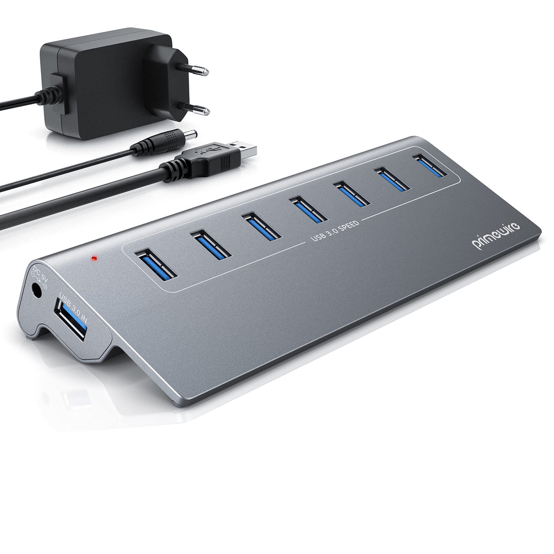 CSL USB 3.2 Gen2 Hub 7 Port Verteiler aktiv 10 Gbit/s Aktiver Betrieb mit Netzteil Metallgehäuse für