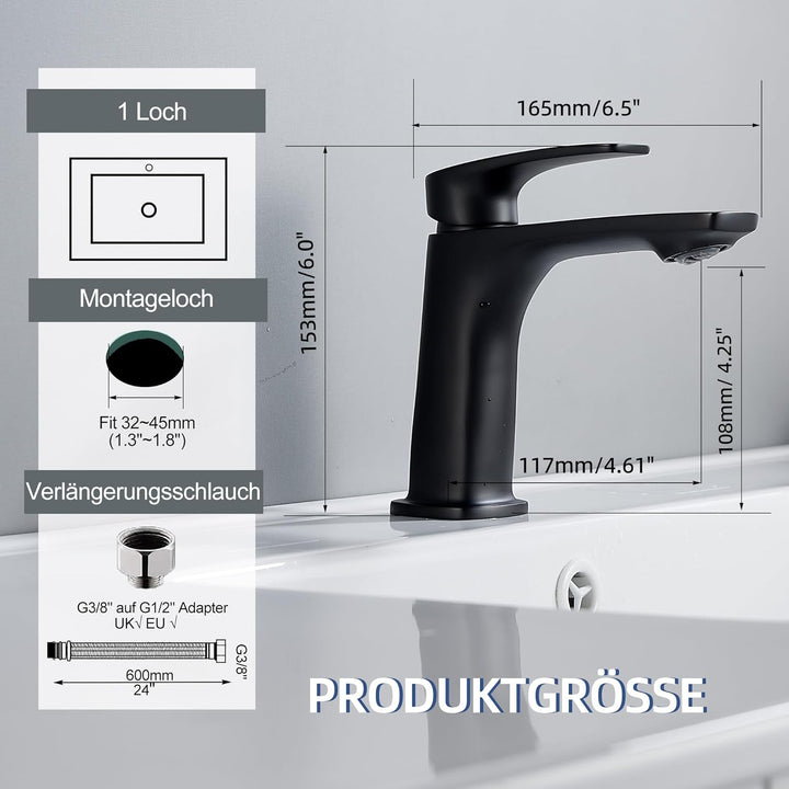 BELZ Wasserhahn Bad, Badezimmerarmaturen, Messingarmaturen, Heiss- und Kaltsteuerung, Einloch-Wascht