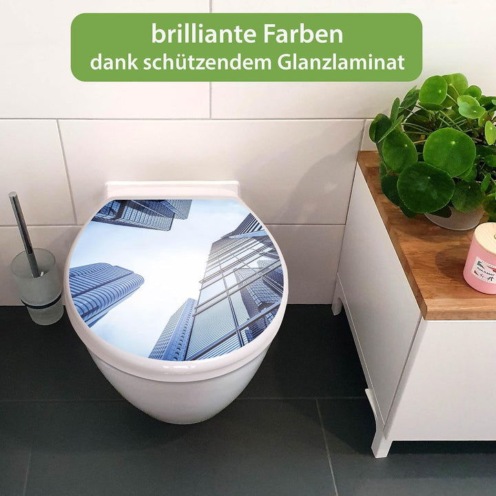 banjado Toilettendeckel mit Absenkautomatik 44,5x37cm - Soft Close Toilettensitz - WC Sitz mit Absen