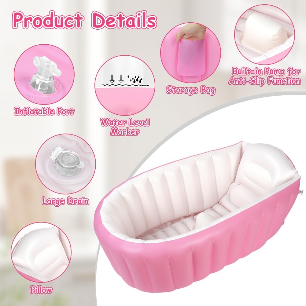 Aufblasbare Badewanne für Kinder Tragbare Säuglings Badewanne Baby mit Luftpumpe Reise Tragbare Reis