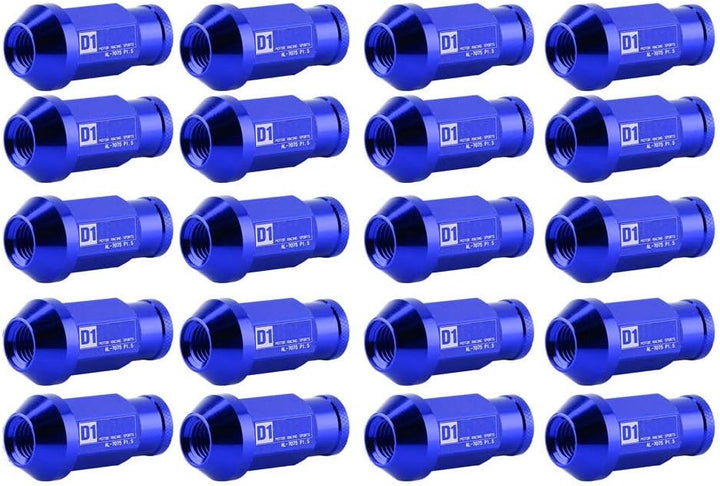 KIMISS Aluminium Autoreifenschraube, 20Pcs Radmuttern sichern Racing Radmutter M12X1.5(Blau)