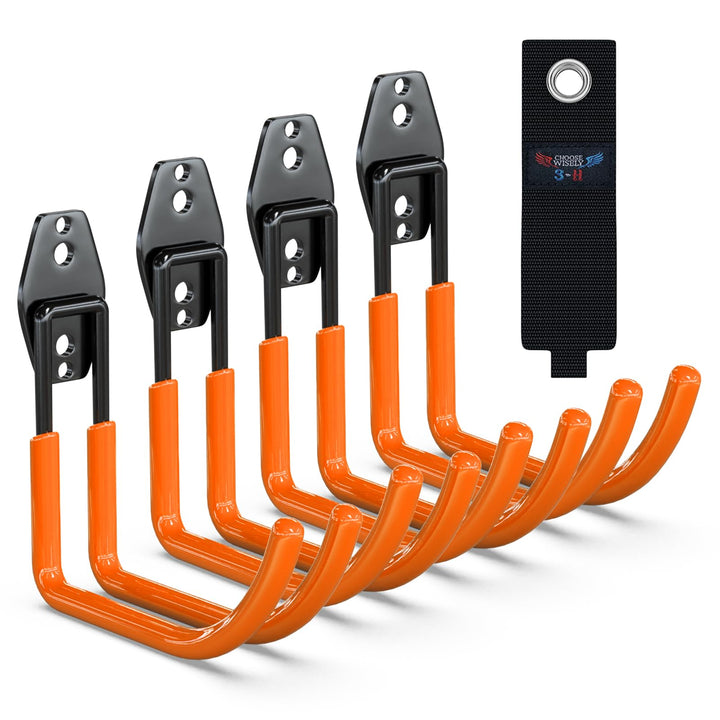3-H 4 Stück Wandhaken Garage Haken Schwerlast Doppelhaken Garage Storage Hooks, Wand Gerätehaken Sch