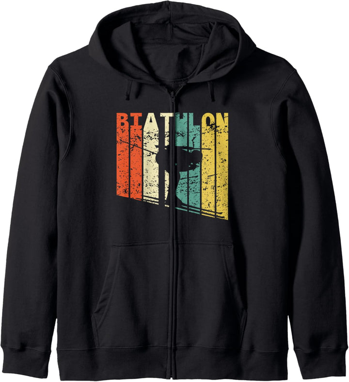 Biathlon Retro Schiessen Treffer Biathlet Langlauf Kapuzenjacke