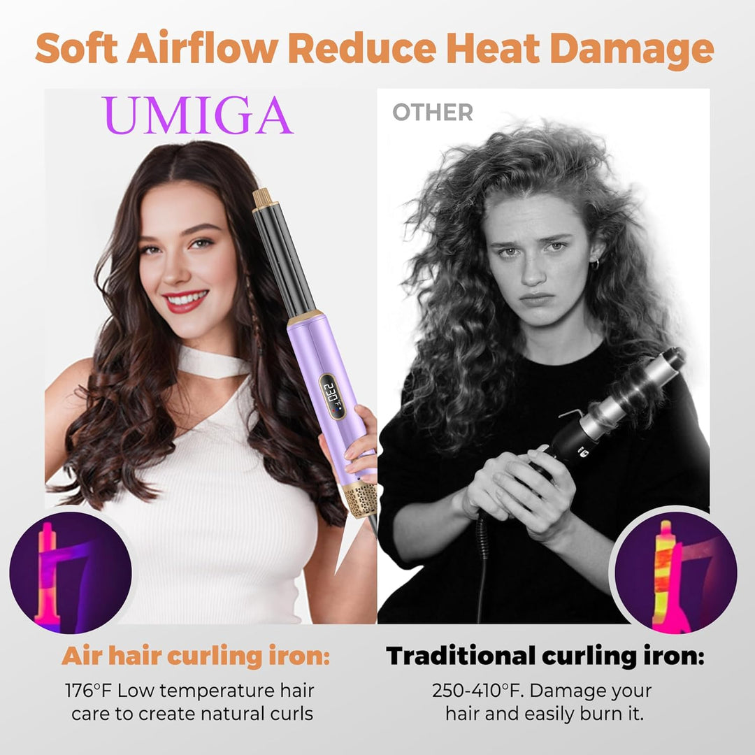 Pro Airstyler 5 in 1 Set, Air brush Hairstyler Ionen Föhnbürste mit 30mm Warmluft-Lockenstab | Haars