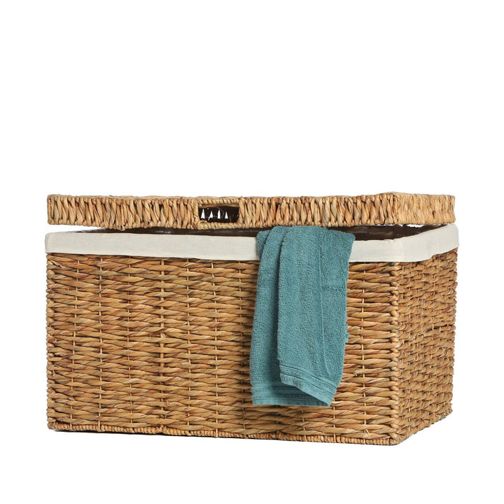 Casa Mina Truhe Wäschetruhe aus Wasserhyazinthe Bali Natur 60cm