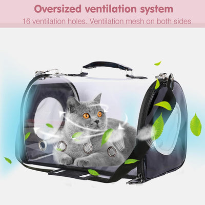 PETCUTE Transporttasche für Hunde & Katzen,Atmungsaktive Transparent Katzentasche Katzentransportbox