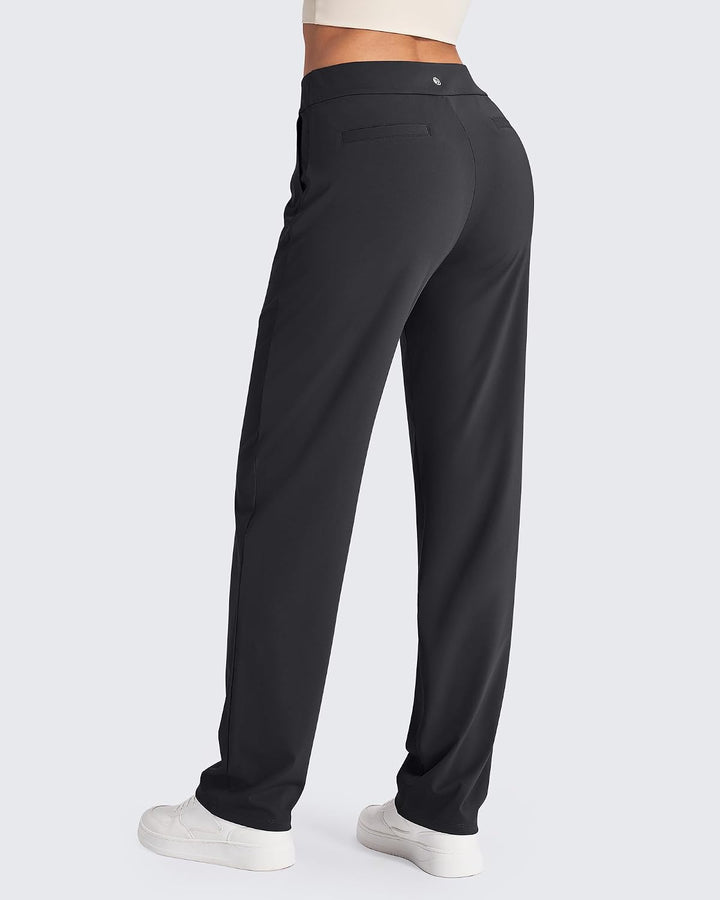G4Free ShiftReady Yogahose Damen Gerade Bein Elegant Stretch Bequeme Anzughose mit Taschen High Wais