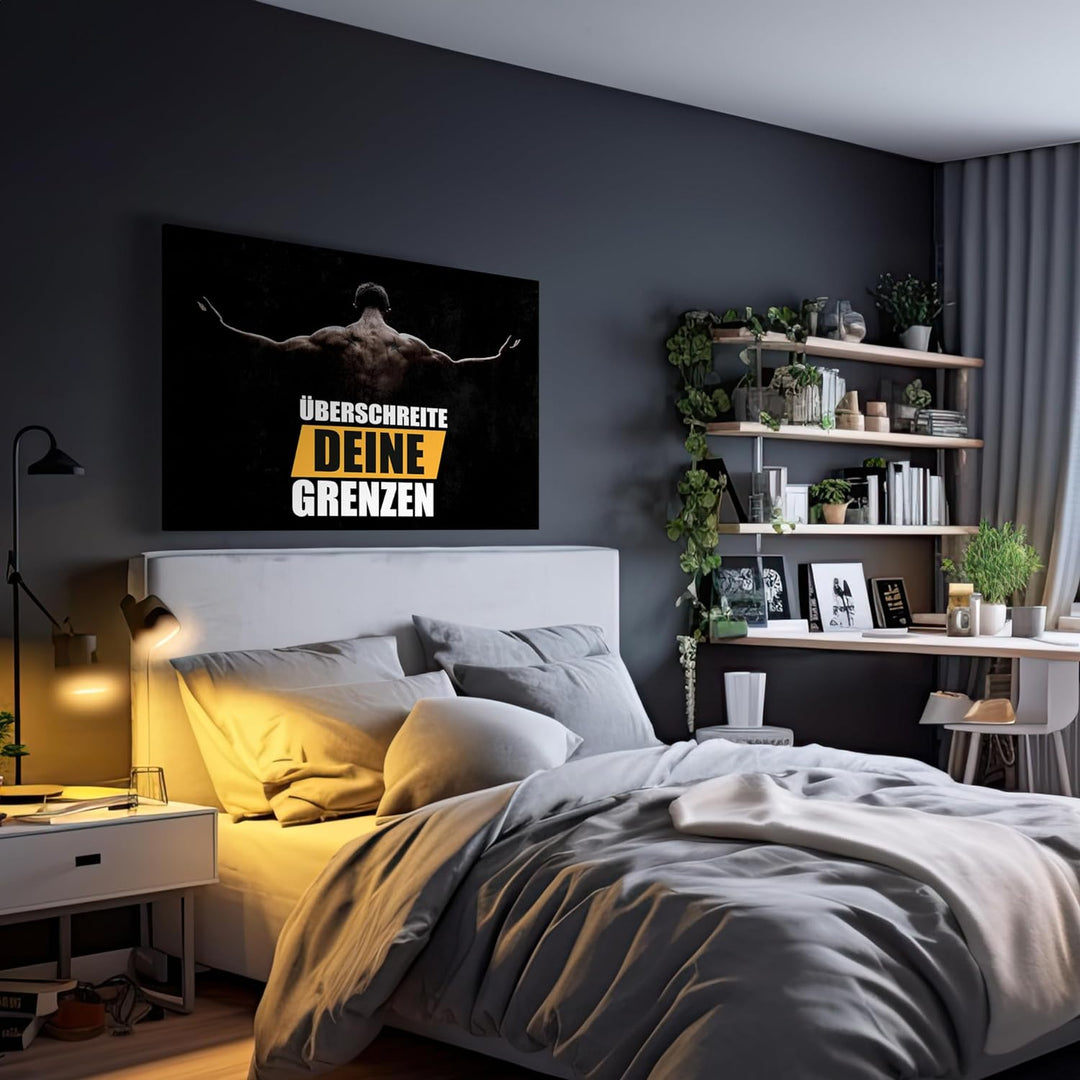 wandmotiv24 Leinwand-Bilder Motivation, Grösse 100x75cm, Querformat, Überschreite Deine Grenzen, Spo