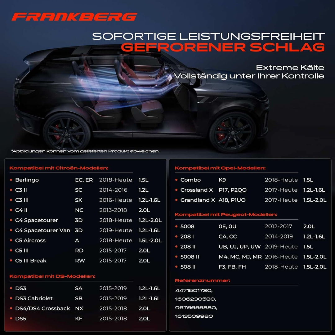 Frankberg Klimakompressor Klimaanlage Kompatibel mit Berlingo EC ER 1.5L 2018-2022 C3 II SC 1.2L-1.6