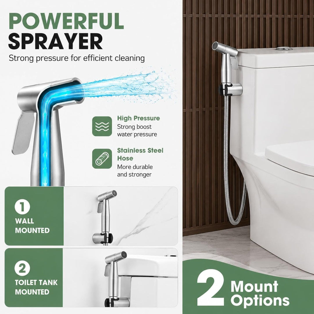 Bidet Handbrause Toilettenspülung aus Edelstahl Material mit Einstellbarem Wasserdruck, Einfache Ins