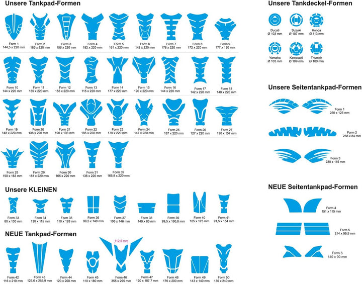 BIKE-label Seitentank Motorrad Lackschutz Aufkleber Pad Flammen Flames 810021