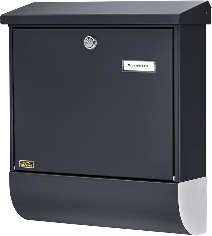 Burg Wächter Briefkasten mit Zeitungsfach und Namensschild, Verzinkter Stahl, Einwurf-Format DIN C4,