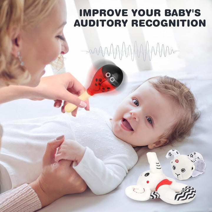 Joyreal Schwarz Weiss Spielzeug Baby 0 3 6 Monate, 13PCS Sensory Kontrast Spielzeug, Kontrastkarten,