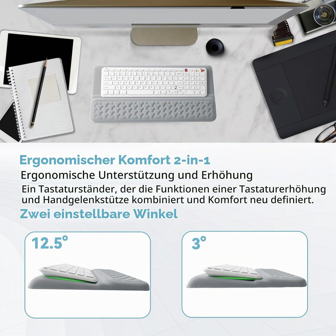 Tastaturständer mit Handballenauflage Tastatur und Handgelenkauflage, Ergonomisches Wrist Rest Memor